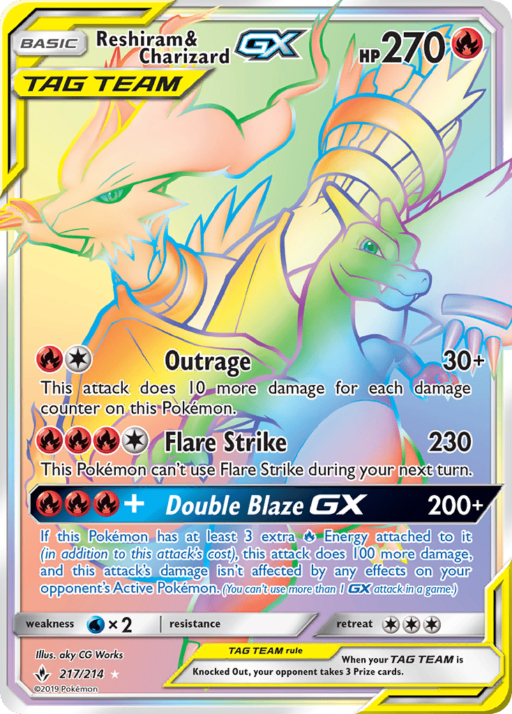 ポケモンカードゲーム Reshiram & Charizard.GX TAG TEAM Gem Min Reshiram e Charizard-GX (217/214) / Reshiram & Charizard-GX