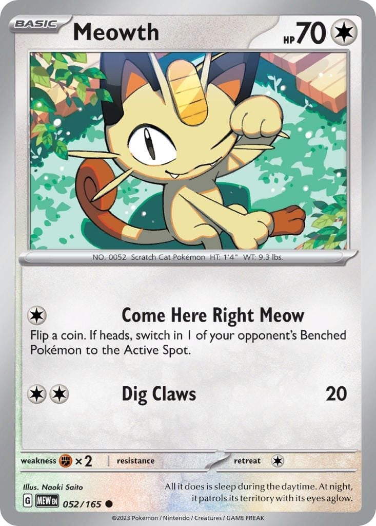 ポケモンカード Meowth 50 HP コモン pokemon_mew_052_165_en.jpg