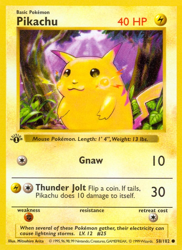 や*わ様 Pikachu 40 HP ポケモンカード 58/102 pokemon_bs_058_en.jpg