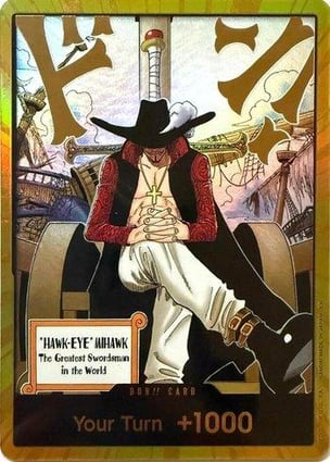 ワンピース カードゲーム 2024 ONE PIECE DON!! CARD PR801-KID-GOLD DON!! Card (Dracule Mihawk) (Gold) | One Piece | MYP Cards