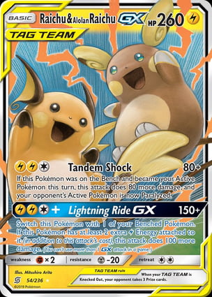 Raichu e Raichu de Alola-GX (054/236) / Raichu & Alolan Raichu