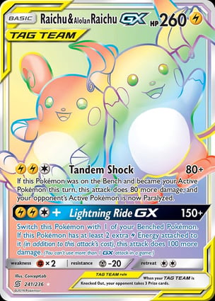 Raichu e Raichu de Alola-GX (241/236) / Raichu & Alolan Raichu