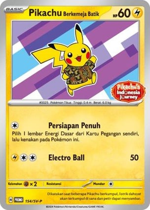 2024 Pokémon Pikachu Berkemanja Batik #1 Pikachu Berkemeja Batik (154/SV-P) | Pokémon | MYP Cards