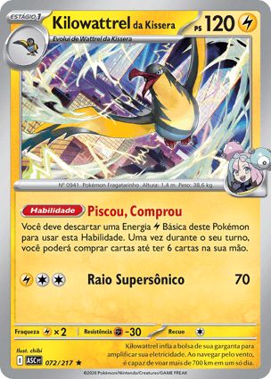 ⚫︎【PSA7】ポケモンカード e ネイティオ ホロ Kilowattrel da Kissera (072/217) / Iono's Kilowattrel