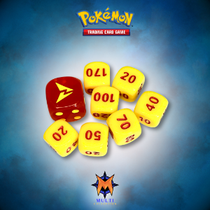 Conjunto com Sete dados Marcadores D6 - Pokémon Voltagem Vívida - Amarelo/Vermelho