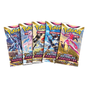 5 Unidades Booster Unitário Pokémon Espada Escudo 10 Estrelas Radiantes