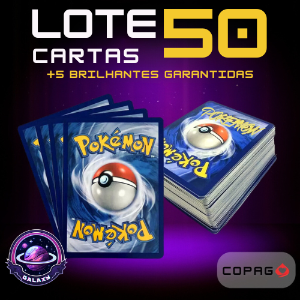 Lote de 50 Cartas Pokémon + 5 Brilhantes