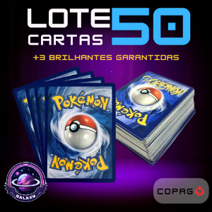 Lote de 50 Cartas Pokémon + 3 Brilhantes