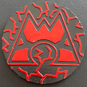 Moeda - Plástico - 34mm - Vermelho Espelhado Foil - Emblema Equipe Magma (SP)