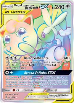 Carta Pokemon Mega Lopunny e Jigglypuff GX Full Art Aliados